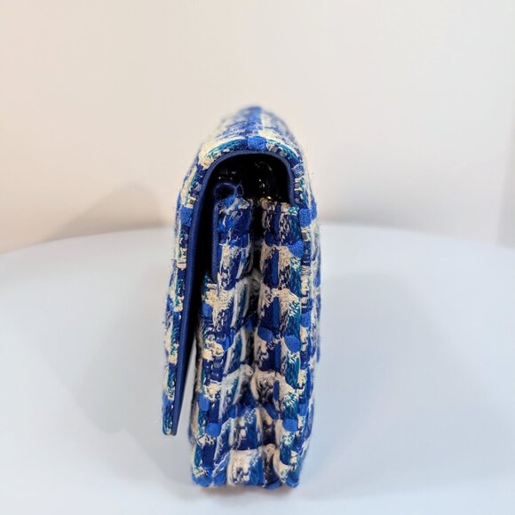 Chanel Blue and White Tweed Wallet on Chain (WOC) with "Lifebuoy" Charm - Picture 3 of 16